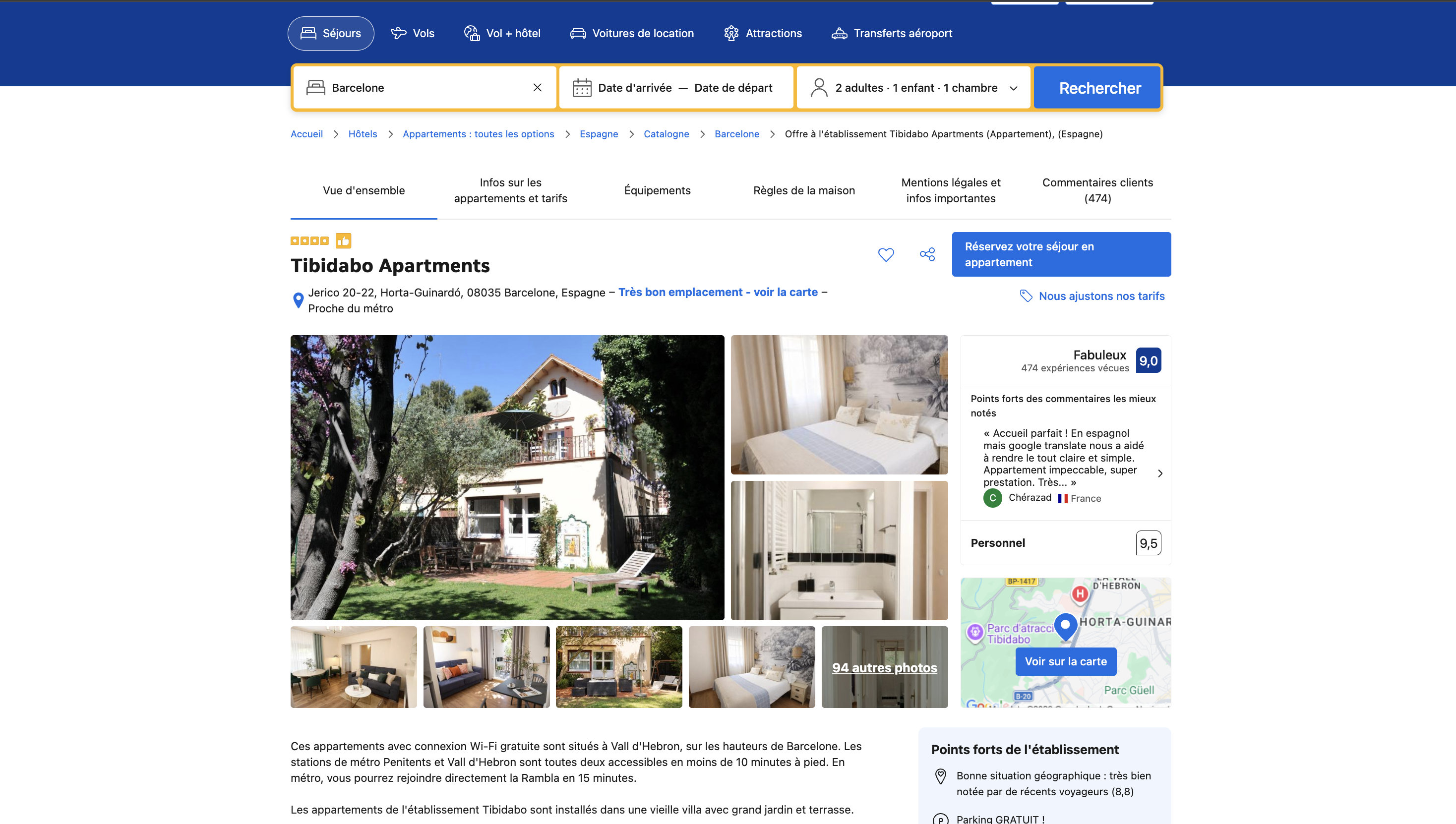 Annonce Booking avant optimisation